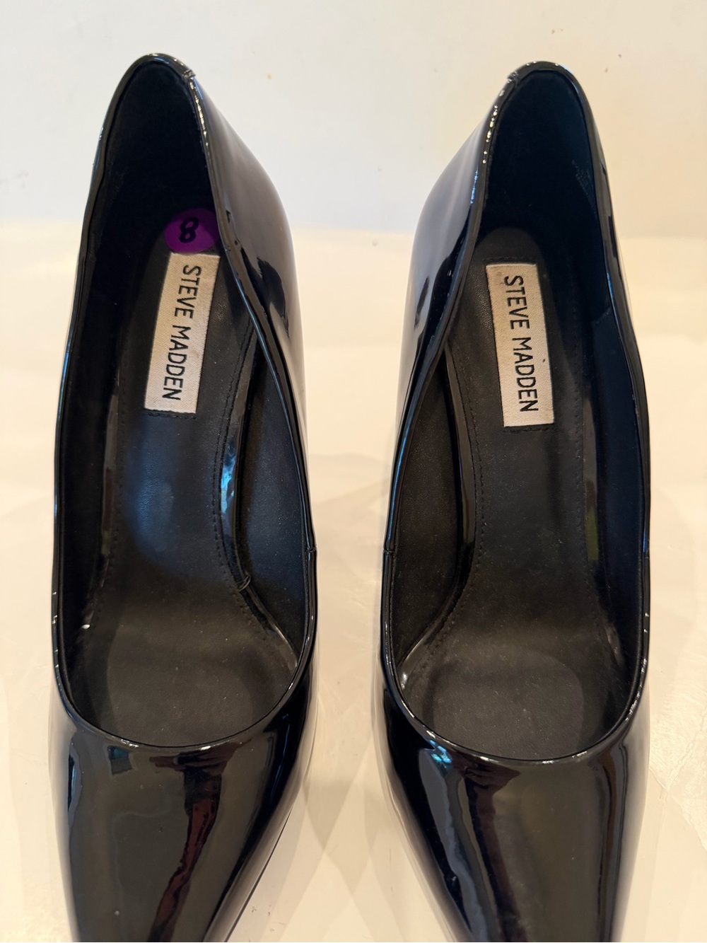Steve Madden Black Patent Pointed-Toe Pumps Size 8 - Picture 4 of 13